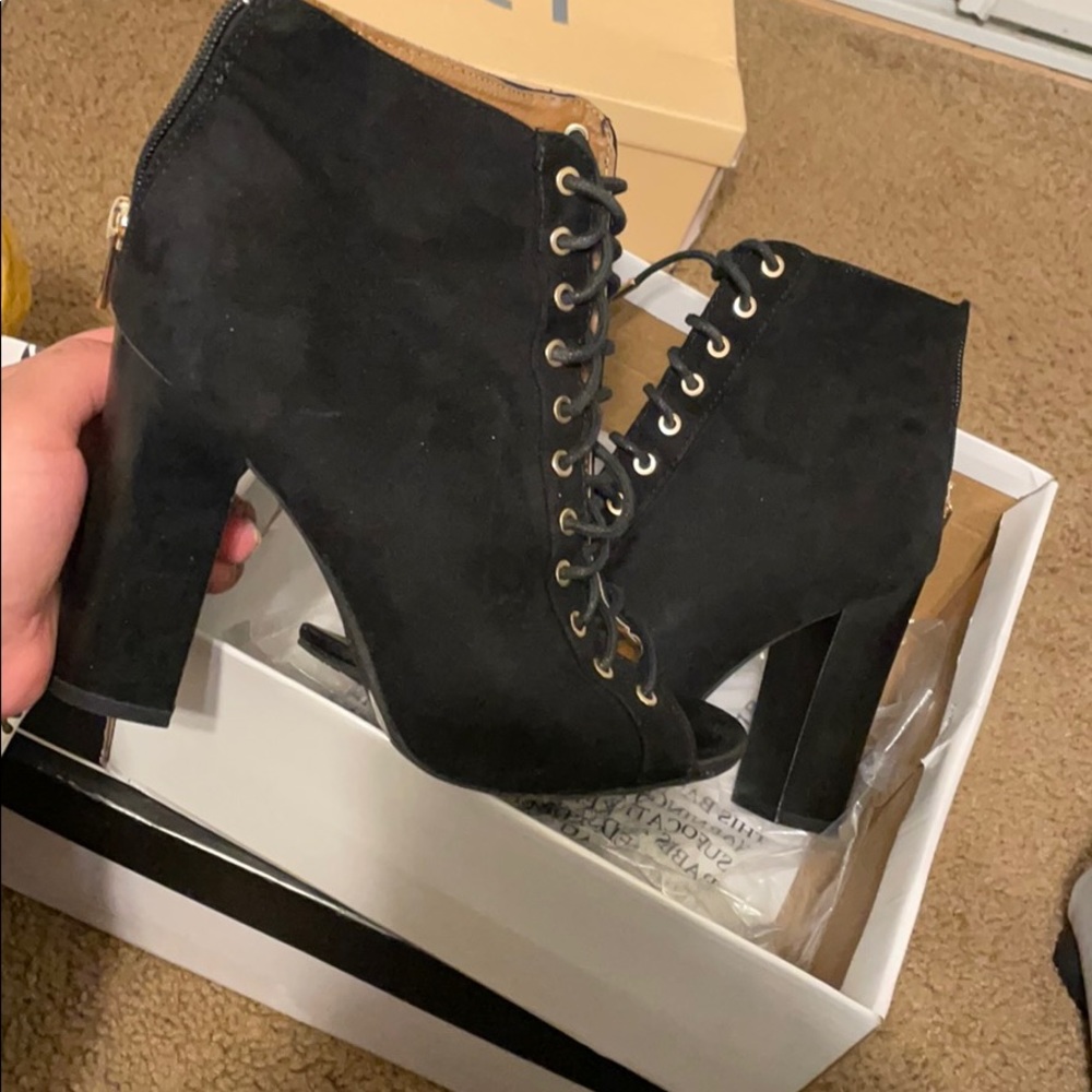 Lace up heel booties